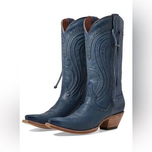 Dan Post Donnah Blue Leather Snip Toe Western Cowgirl Boots Size 9M Rare